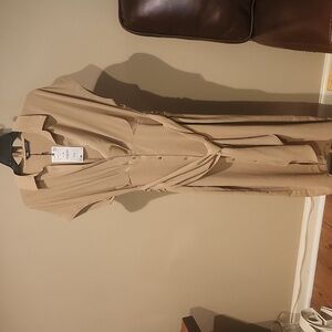 Zara Tan Button-Up Midi Dress